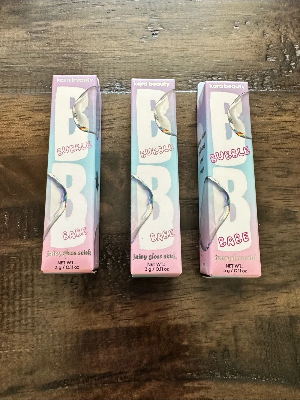 NWT Kara Beauty 3 Bubble Pop Juicy Lip Gloss Bubble Gum. Girly Pop & Pop Star